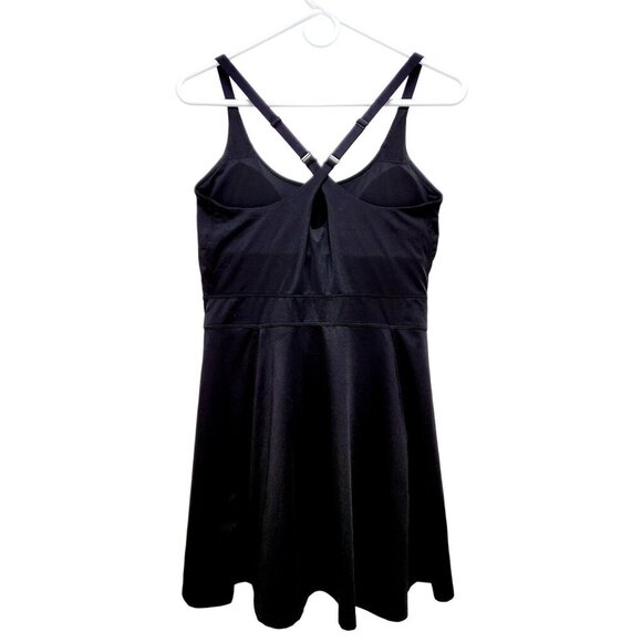 Black Crossback Athletic Tennis Dress With Adjustable Straps Flared Skirt Size S - Picture 2 of 12
